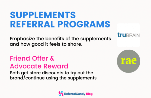 shopify health nutrition supplements referral programs - trubrain rae wellness referralcandy
