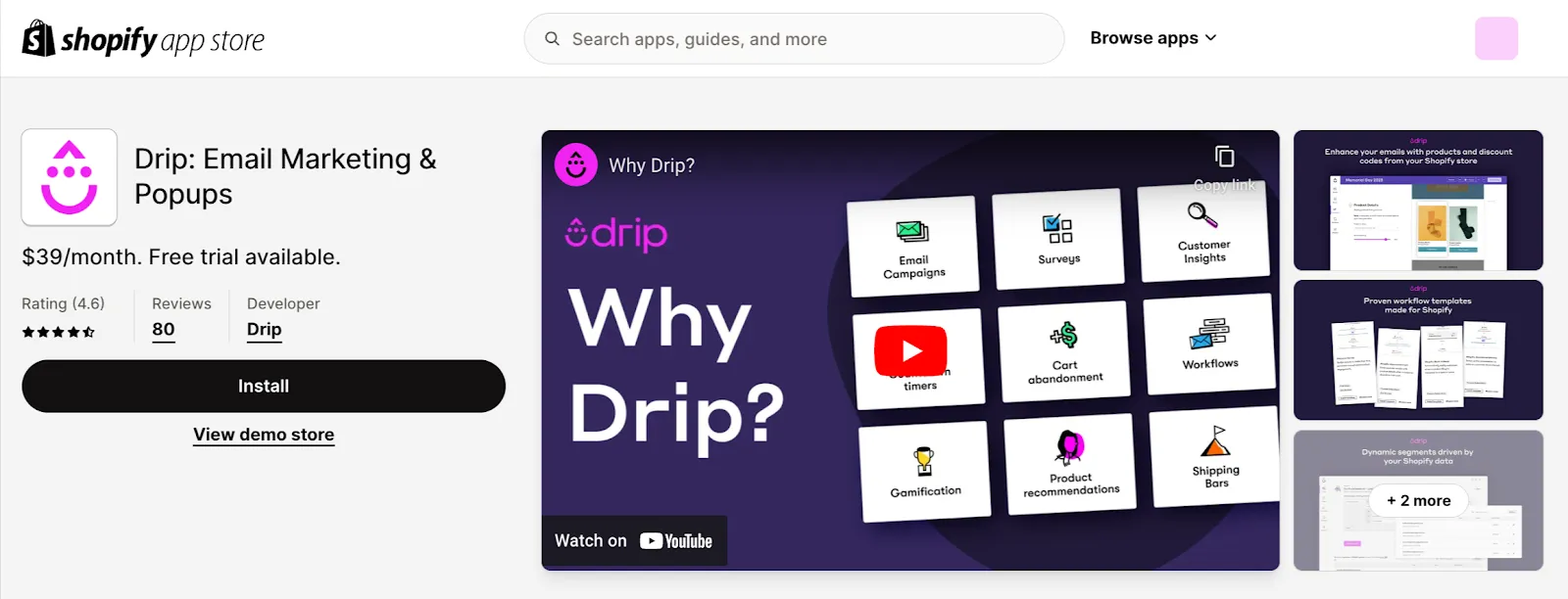Drip shopify app for email marketing and popups