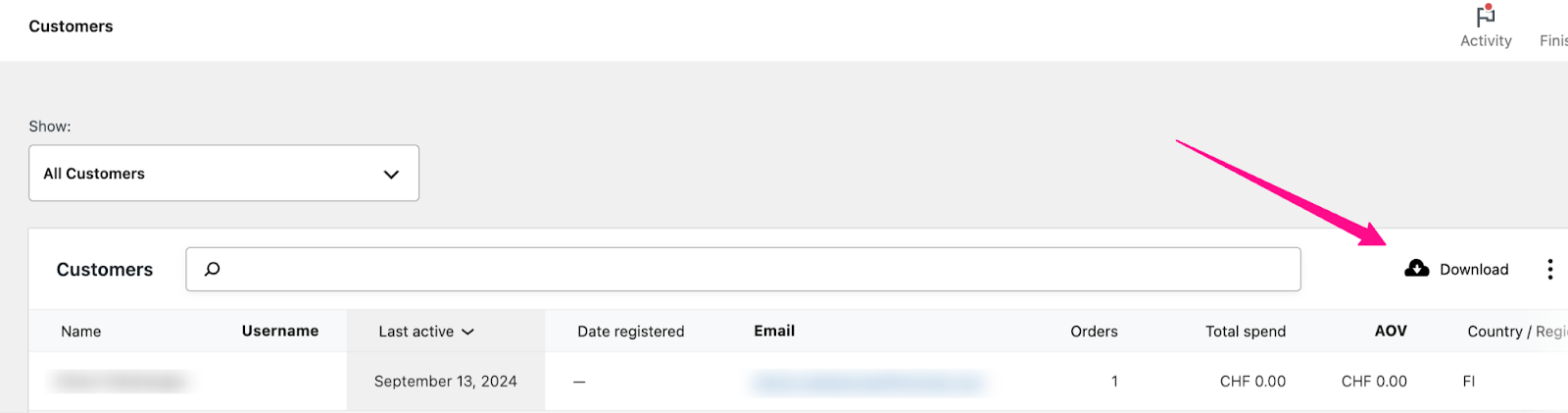 Download customer list within WordPress