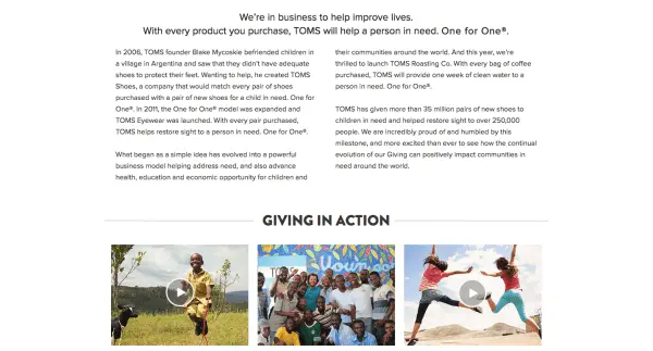 TOMS brand story
