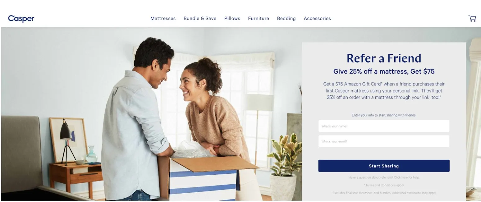 Casper's refer a friend program