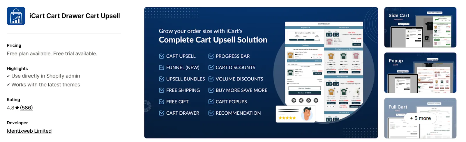 iCart Cart drawer shopify app page