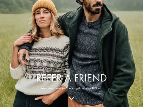 TWOTHIRDS referral page with outdoor clothing photography and a refer-a-friend invitation